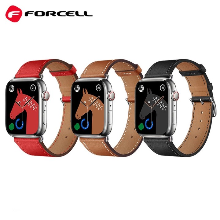 Ремешок для Apple Watch Forcell F-Design FA20 отверстия экокожа 38 / 40 / 41 mm коричневый