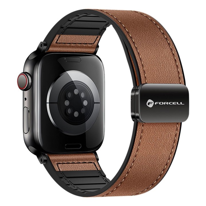 Strap for Apple Watch Forcell F-Design FA21 magnetic, faux leather 42 / 44 / 45 / 49 mm brown