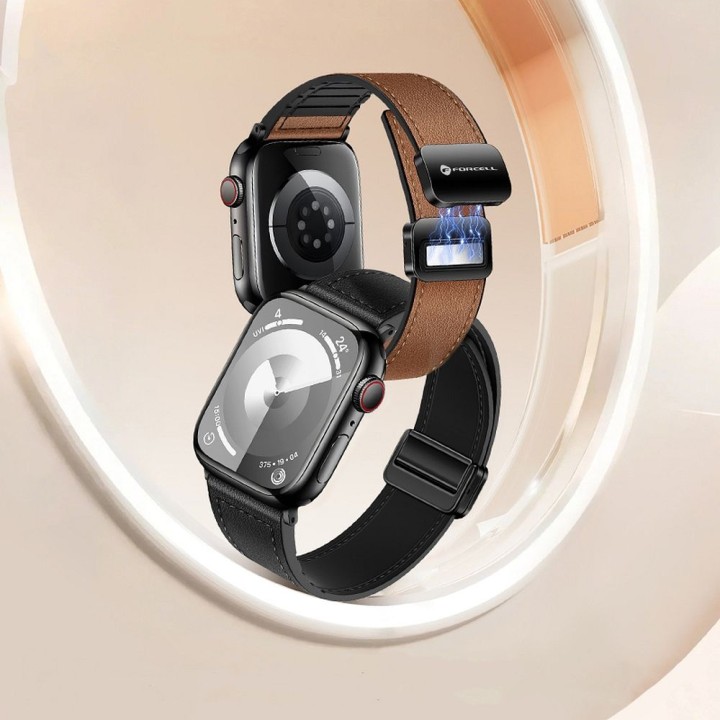 Ремешок для Apple Watch Forcell F-Design FA21 магнитный, из экокожи 38 / 40 / 41 mm черный