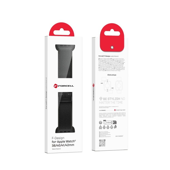 Strap for Apple Watch Forcell F-Design FA11 clasp steel 38 / 40 / 41 mm black