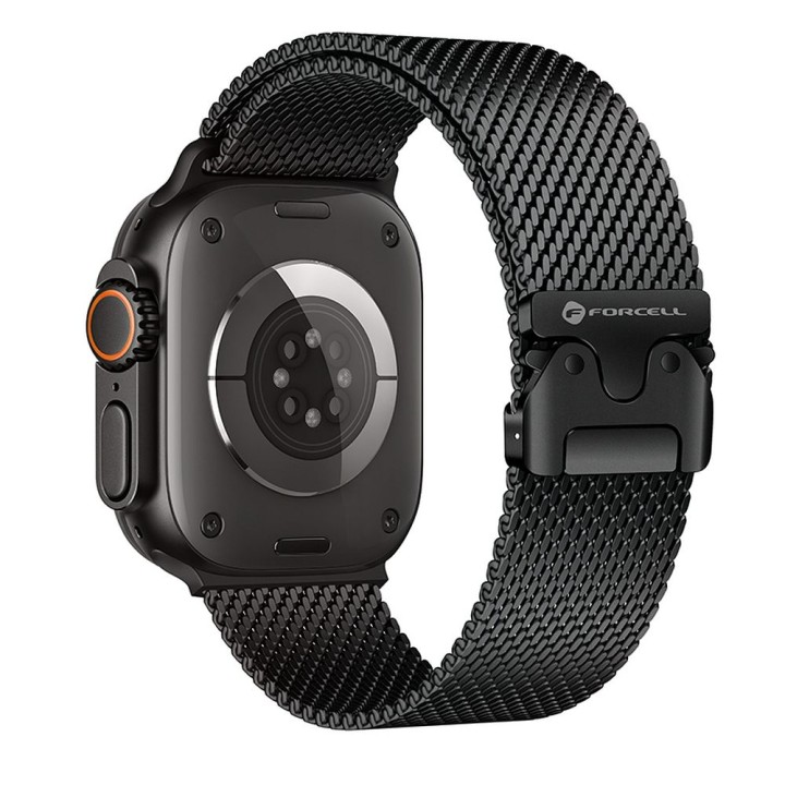 Ремінець для Apple Watch Forcell F-Design FA11 із застібкою, сталевий 38 / 40 / 41 mm чорний