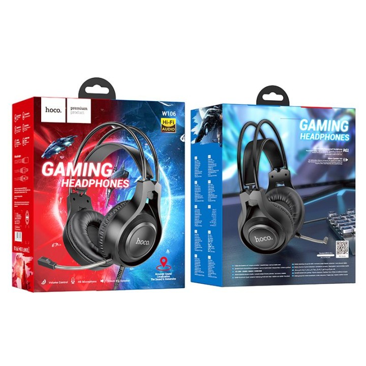Wired on-ear headphones Jack 3,5 mm Hoco W106 black