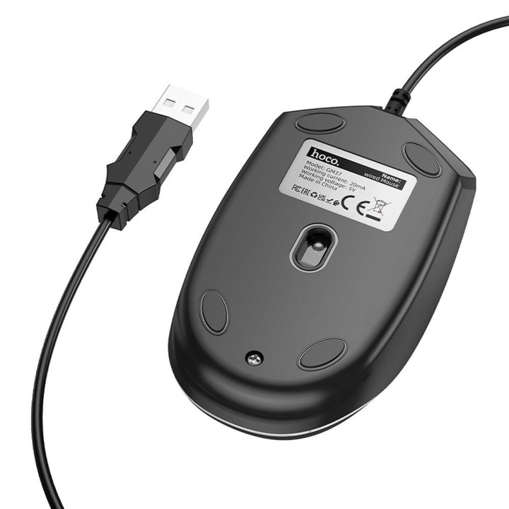 Мышь проводная игровая Hoco USB A 2400 dpi GM37 черная