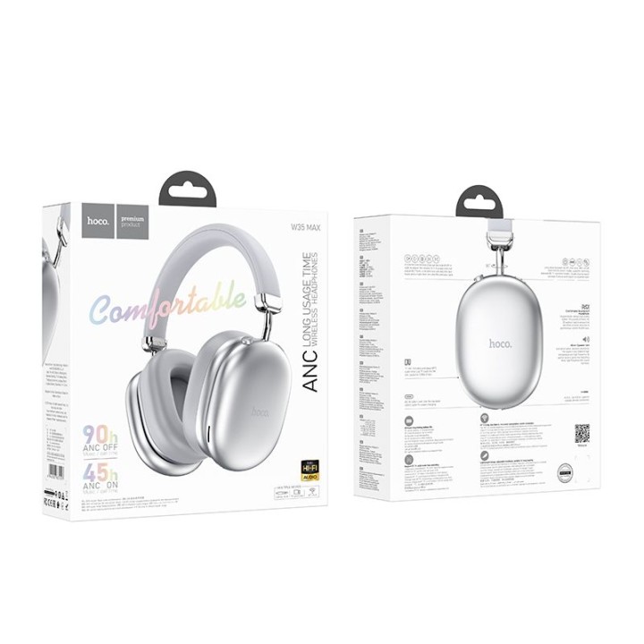 Wireless on-ear headphones Hoco ANC W35 MAX silver