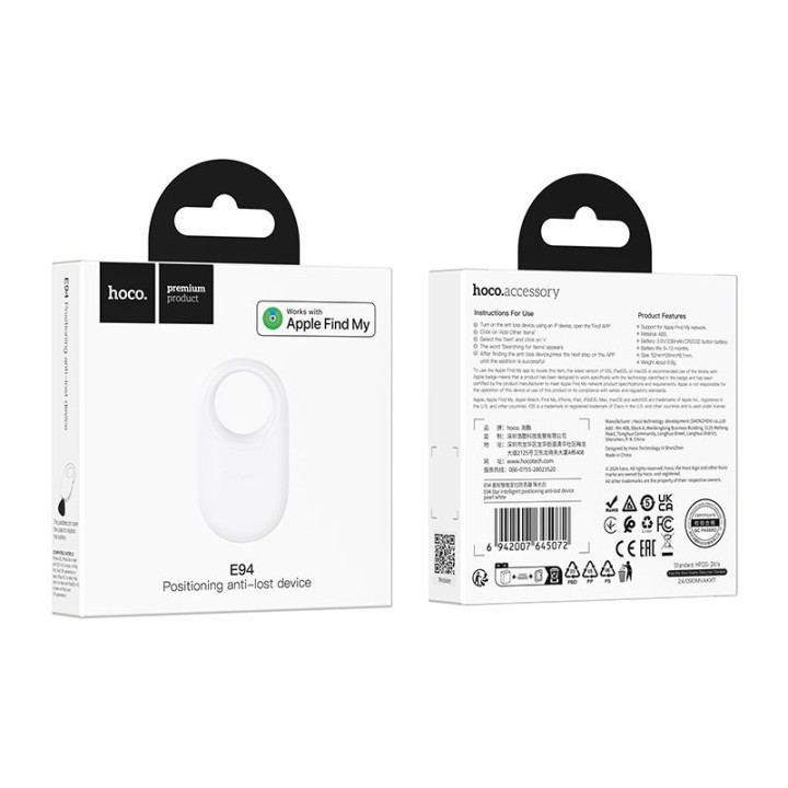 Lokalizator compatible with Apple Find My Hoco E94 white