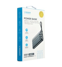 Внешний аккумулятор (POWER BANK) VEGER C10-10 000mAh (Micro + Type C + Lightning 8-pin) черный (W1116)