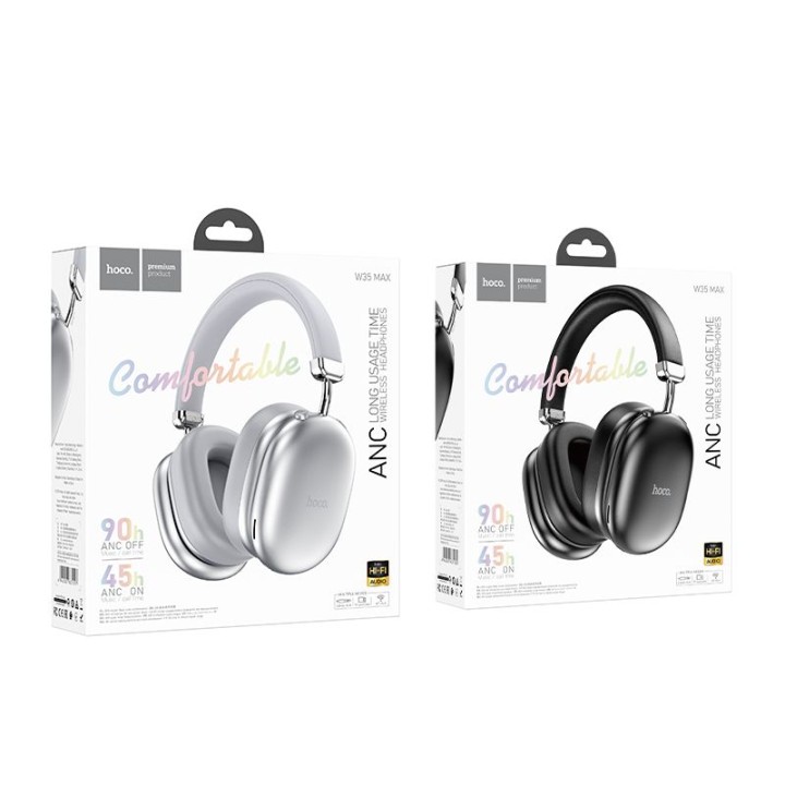 Wireless headphones on-ear Hoco ANC W35 MAX silver