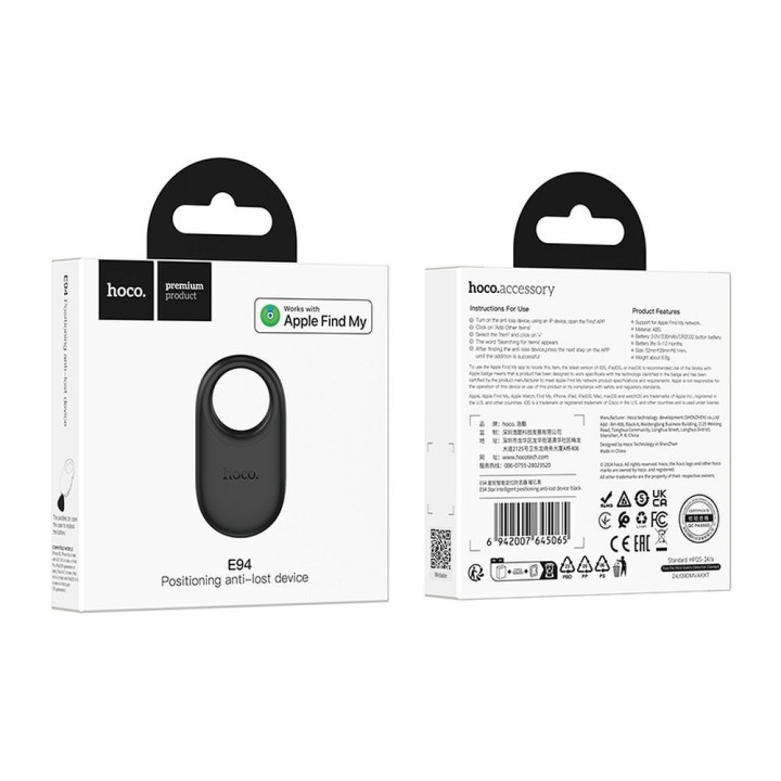 Tracker compatible with Apple Find My Hoco E94 black