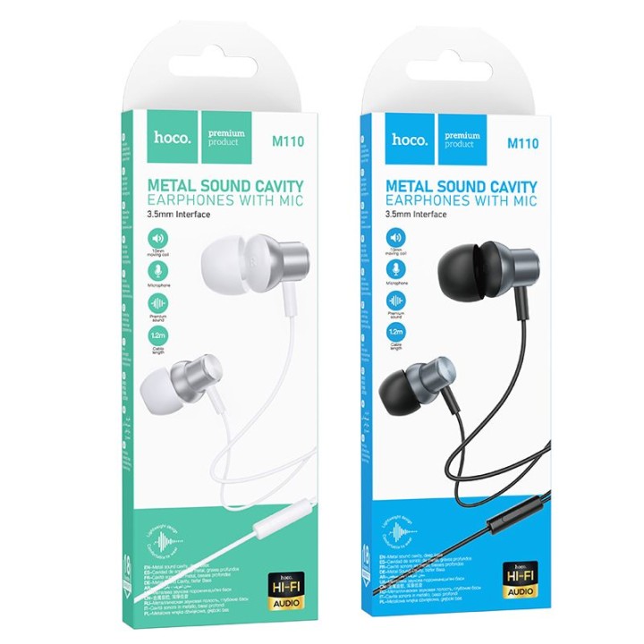 Wired in-ear headphones Jack 3,5 mm Hoco M110 silver