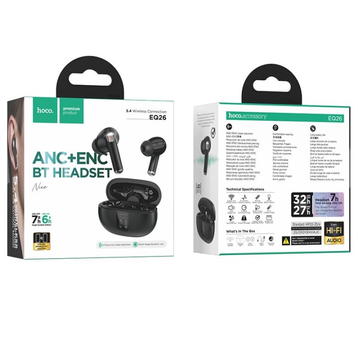 Wireless in-ear headphones Hoco TWS ANC + ENC EQ26 black