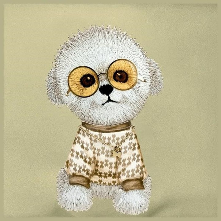 Shoulder belt bag Nimmy Glasses Cool Dog khaki