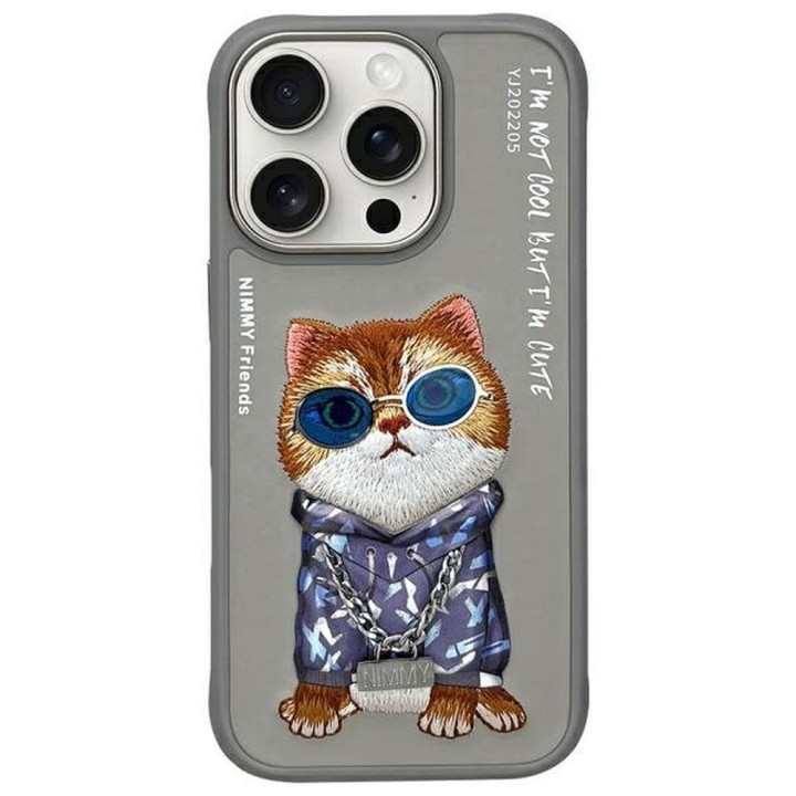 NIMMY case GLASSES COOL CAT for IPHONE 16 Pro Max grey