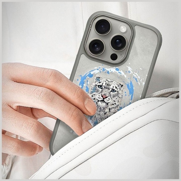 NIMMY чехол PANTERA совместимый с Magsafe для IPHONE 16 Pro Max светло серый
