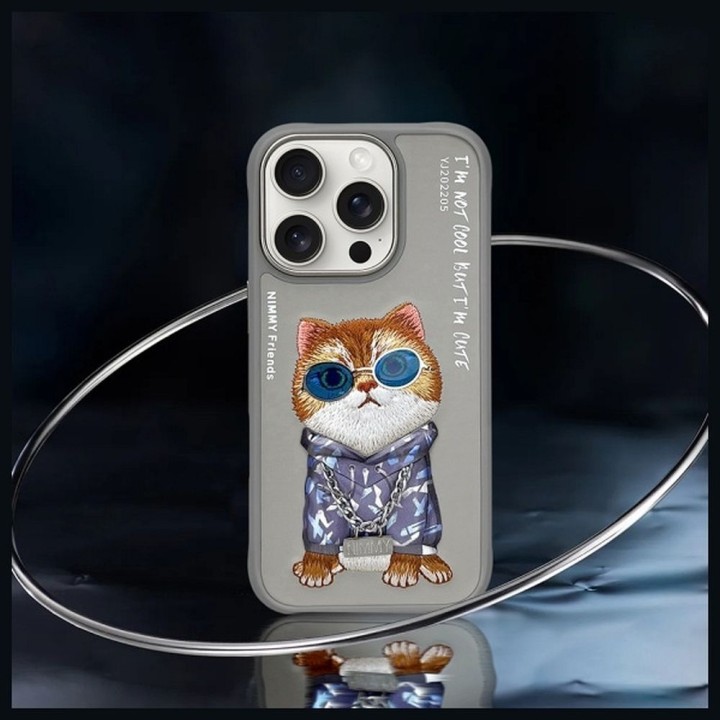 NIMMY case GLASSES COOL CAT for IPHONE 16 Pro Max grey