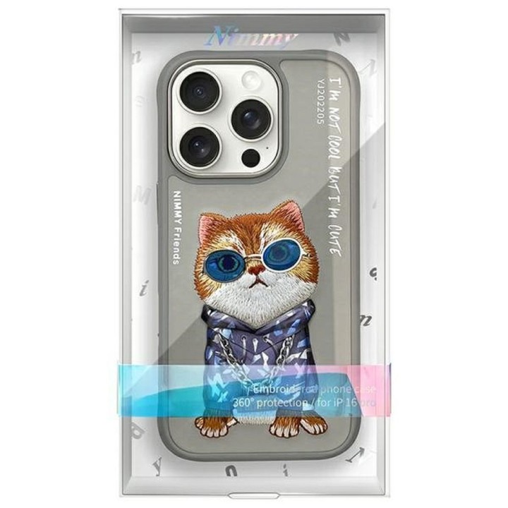 NIMMY case GLASSES COOL CAT for IPHONE 16 Pro Max grey