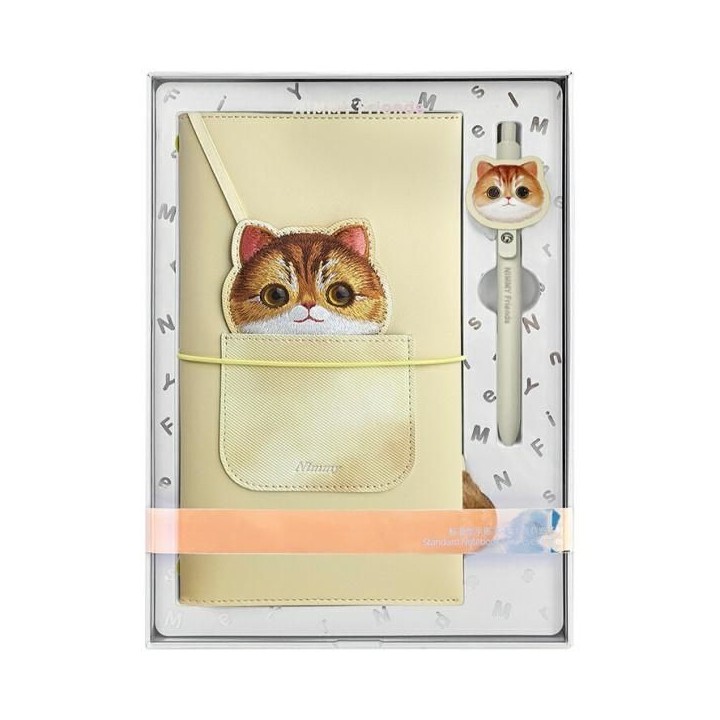 NIMMY zestaw 2w1 notatnik + długopis BIG EYED PET 2.0 Cat khaki