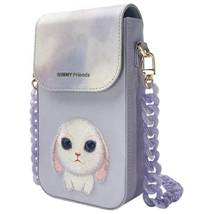 Phone case, wallet and bag set 3-in-1 Nimmy Big Eyed Pet 2.0 rabbit purple