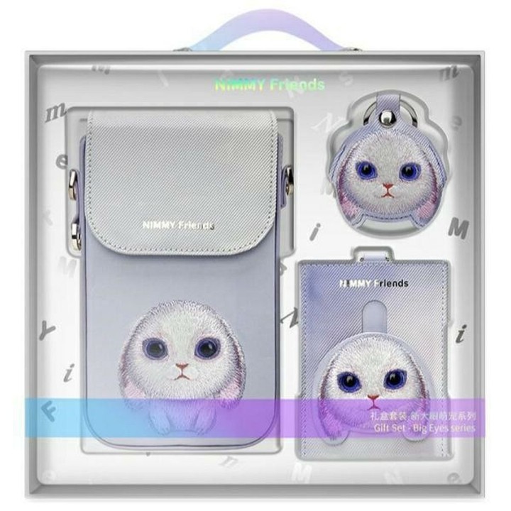 Case for phone wallet bag set 3w1 Nimmy Big Eyed Pet 2.0 rabbit purple