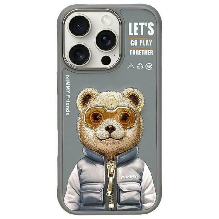 NIMMY чехол COOL&CUTE 2.0 Bear для IPHONE 16 Pro серый