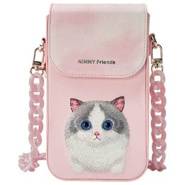 Case for phone wallet bag set 3w1 Nimmy Big Eyed Pet 2.0 Cat pink