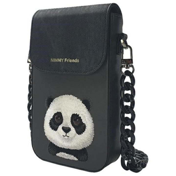 Case for phone wallet bag set 3w1 Nimmy Big Eyed Pet 2.0 panda black