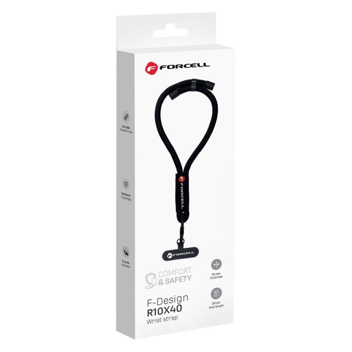 Phone wrist strap with adjustable length Forcell F-Design R10X40 (max 20cm loop length) black