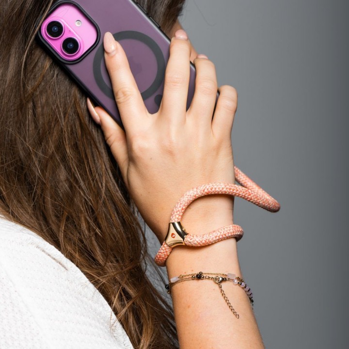 Phone wrist strap with adjustable length Forcell F-Design R10X40 (max 20cm loop length) pink-white