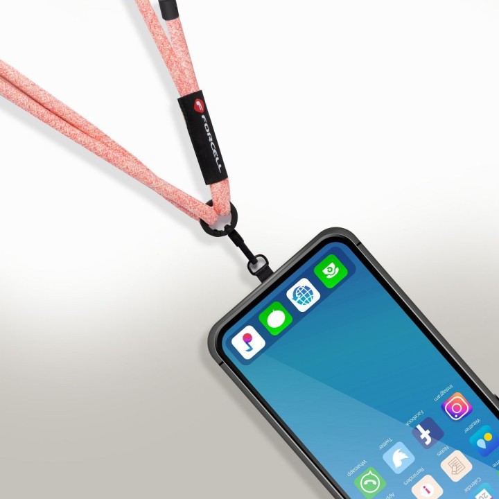 Phone lanyard crossbody with adjustable length Forcell F-Design S10X165 (max 82,5cm loop length) pink-white
