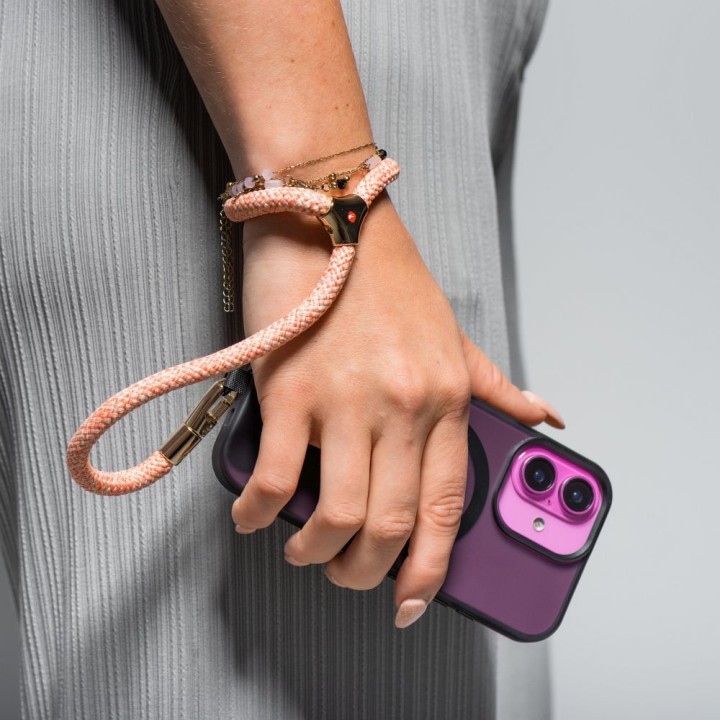 Phone wrist strap with adjustable length Forcell F-Design L8X36 (max 18cm loop length) pink-white