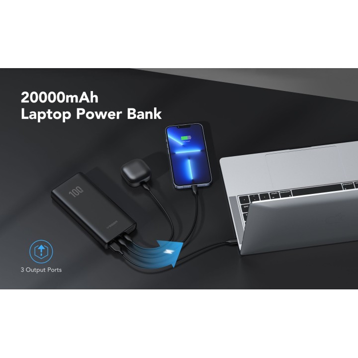 Powerbank Veger T100 (W2032C-100) PD QC3.0 5A 100W 20000 mAh czarny 0INT