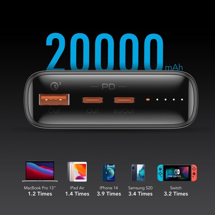 Powerbank Veger T100 (W2032C-100) PD QC3.0 5A 100W 20000 mAh czarny 0INT