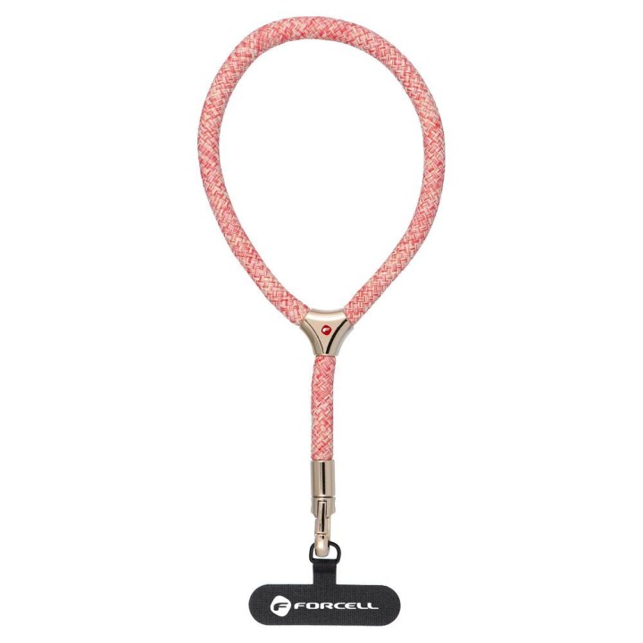 Phone wrist strap with adjustable length Forcell F-Design L8X36 (max 18cm loop length) pink-white