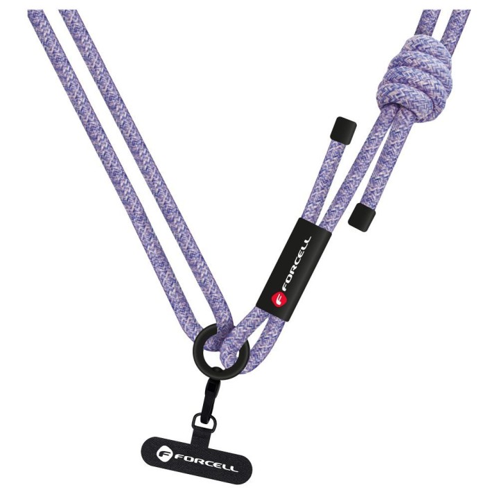 Phone lanyard crossbody with adjustable length Forcell F-Design S10X165 (max 82,5cm loop length) grey-purple