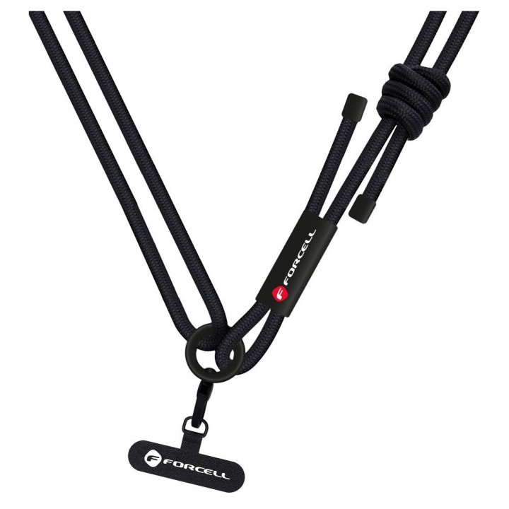 Phone lanyard crossbody with adjustable length Forcell F-Design S10X165 (max 82,5cm loop length) black