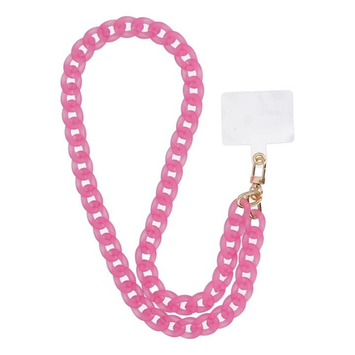 Phone lanyard, charm for phone - PANAMA LONG / cord length 80cm (40cm in a loop) / neck - pink