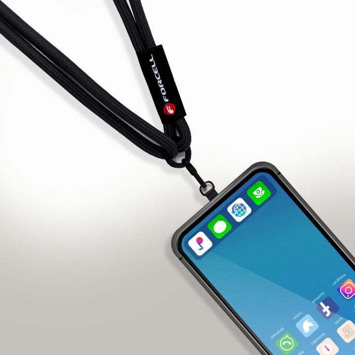 Phone lanyard crossbody with adjustable length Forcell F-Design S10X165 (max 82,5cm loop length) black