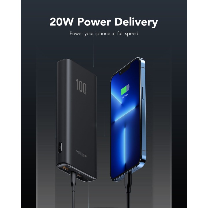 Powerbank Veger T100 (W2032C-100) PD QC3.0 5A 100W 20000 mAh czarny 0INT
