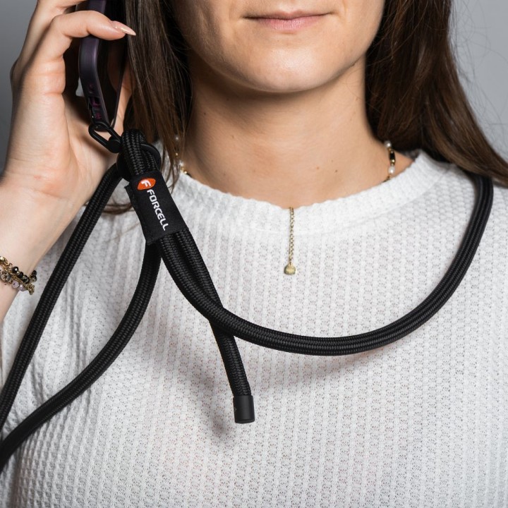 Phone lanyard crossbody with adjustable length Forcell F-Design S10X165 (max 82,5cm loop length) black