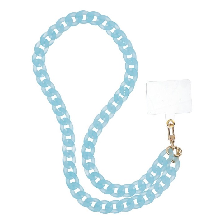 Phone lanyard, charm for phone - PANAMA LONG / cord length 80cm (40cm in a loop) / neck - blue