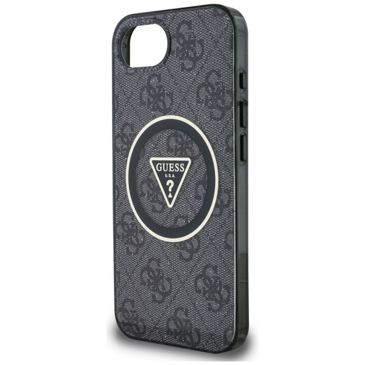 GUESS case for IPHONE 16e (SE 4 2025) compatible with Magsafe GUHMPSE4HG4PRTGK (IML Metal Glitter 4G Circle Triangle) black