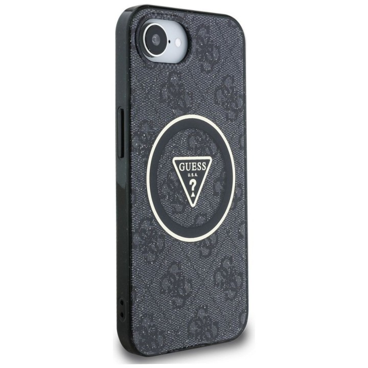 GUESS futerał do IPHONE 16e (SE 4 2025) kompatybilny z MagSafe GUHMPSE4HG4PRTGK (IML Metal Glitter 4G Circle Triangle) czarny