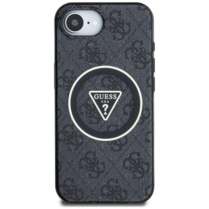 GUESS case for IPHONE 16e (SE 4 2025) compatible with Magsafe GUHMPSE4HG4PRTGK (IML Metal Glitter 4G Circle Triangle) black