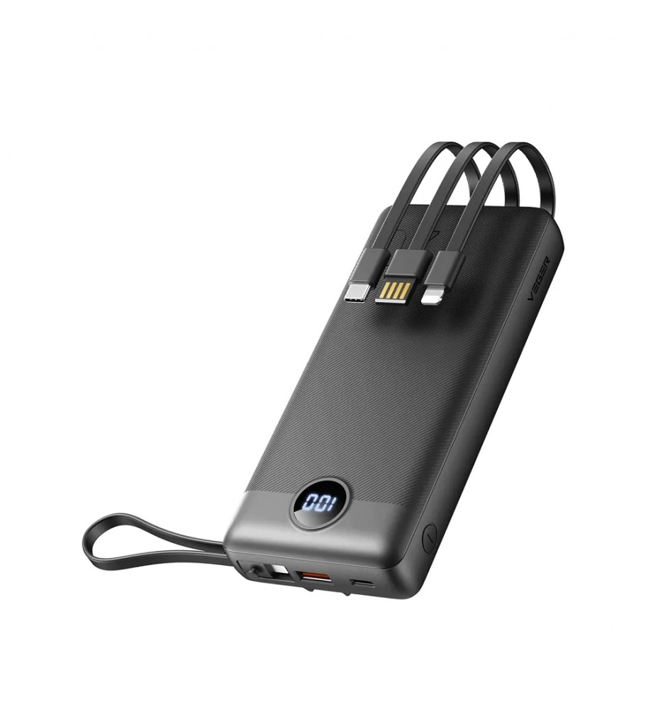 Зовнішній акумулятор (POWER BANK) VEGER C20 - 20 000mAh (Micro + Type C + Lightning 8-pin) чорний (W2047)