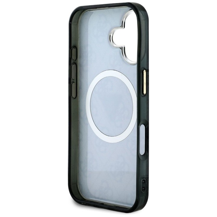 GUESS чохол для IPHONE 16 сумісний із MagSafe GUHMP16SHG4PRTGK (IML Metal Glitter 4G Circle Triangle) чорний