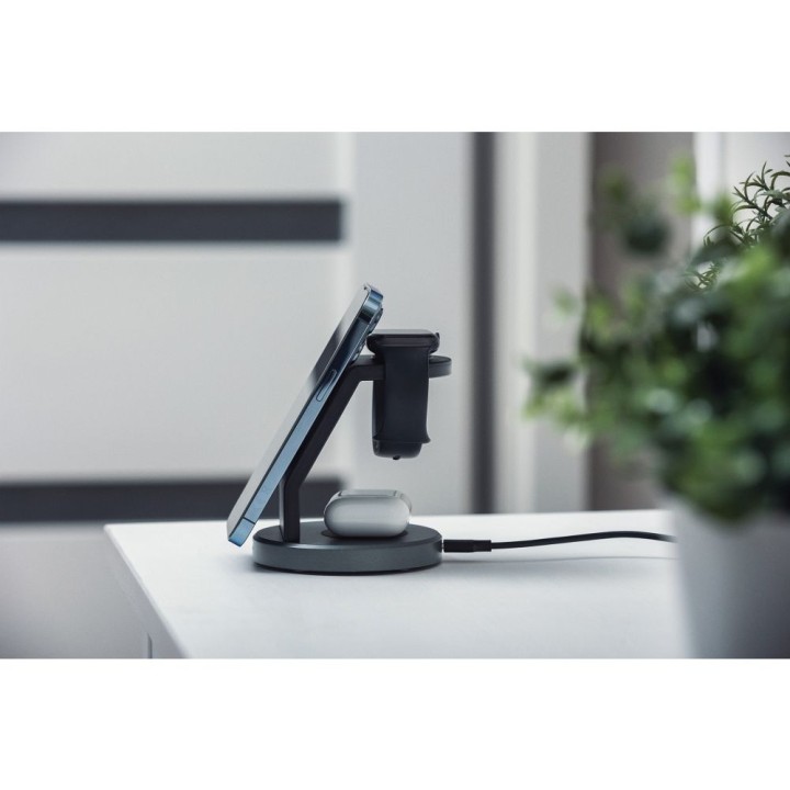FORCELL бездротовий зарядний пристрій Qi 3 в 1 15W Solid Mag Charger, сумісний із MagSafe, чорний