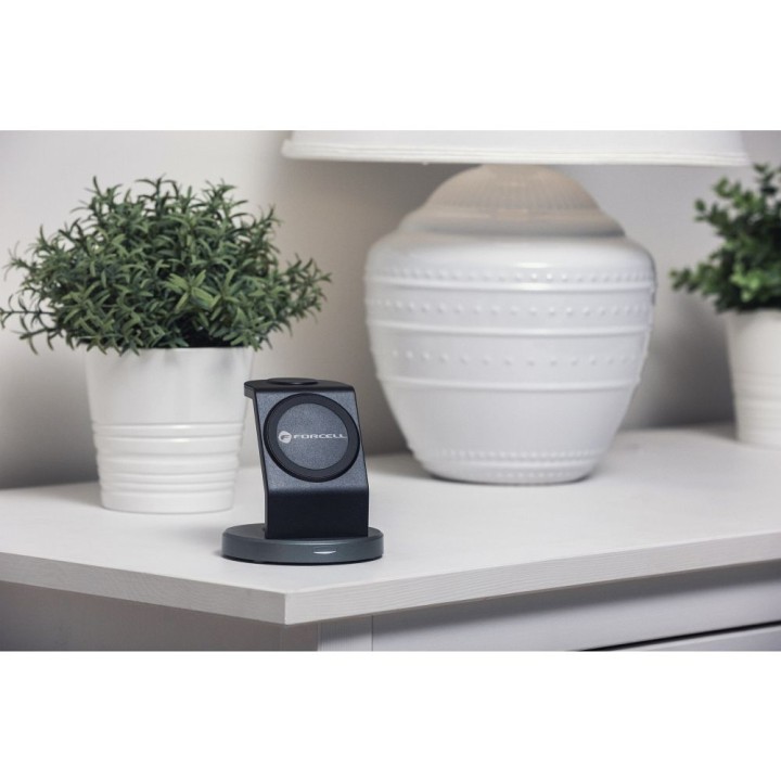 FORCELL беспроводное зарядное устройство Qi 3 в 1 15W Solid Mag Charger, совместимое с MagSafe, черное