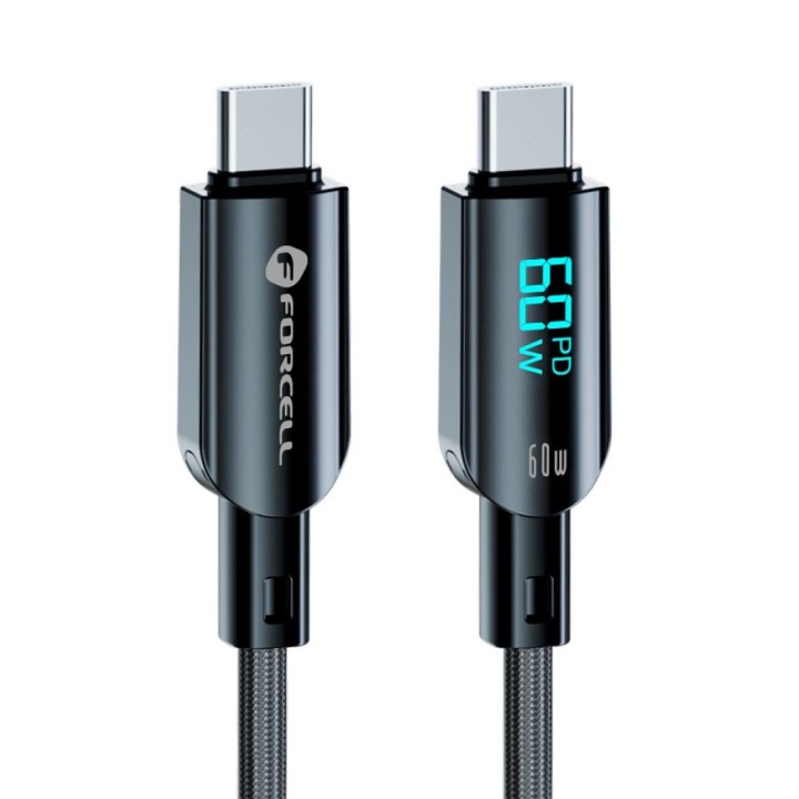 Kabel USB C do USB C Forcell F-Energy QC4.0 PD 3A 60W Digital 1,2 m C274 czarny