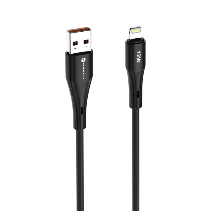 Кабель USB A для Lightning Forcell F-Energy 2,4A 12W Silicone 1 m C343 чорний