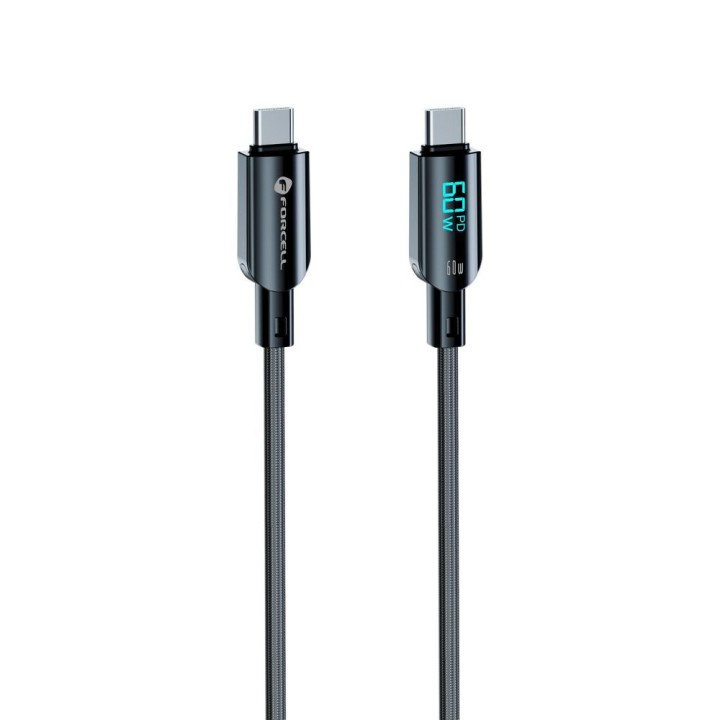 Кабель USB-C – USB-C Forcell F-Energy QC4.0 PD 3A 60W Digital 1,2 m C274 чорний