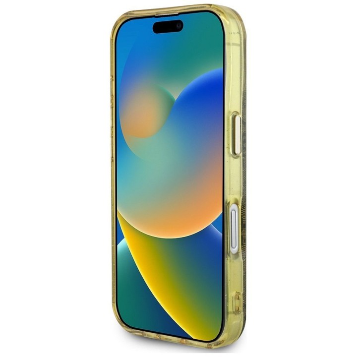 GUESS чехол для IPHONE 16 совместимый с Magsafe GUHMP16SHG4PRTGW (IML Металл Glitter 4G Circle Triangle) коричневый